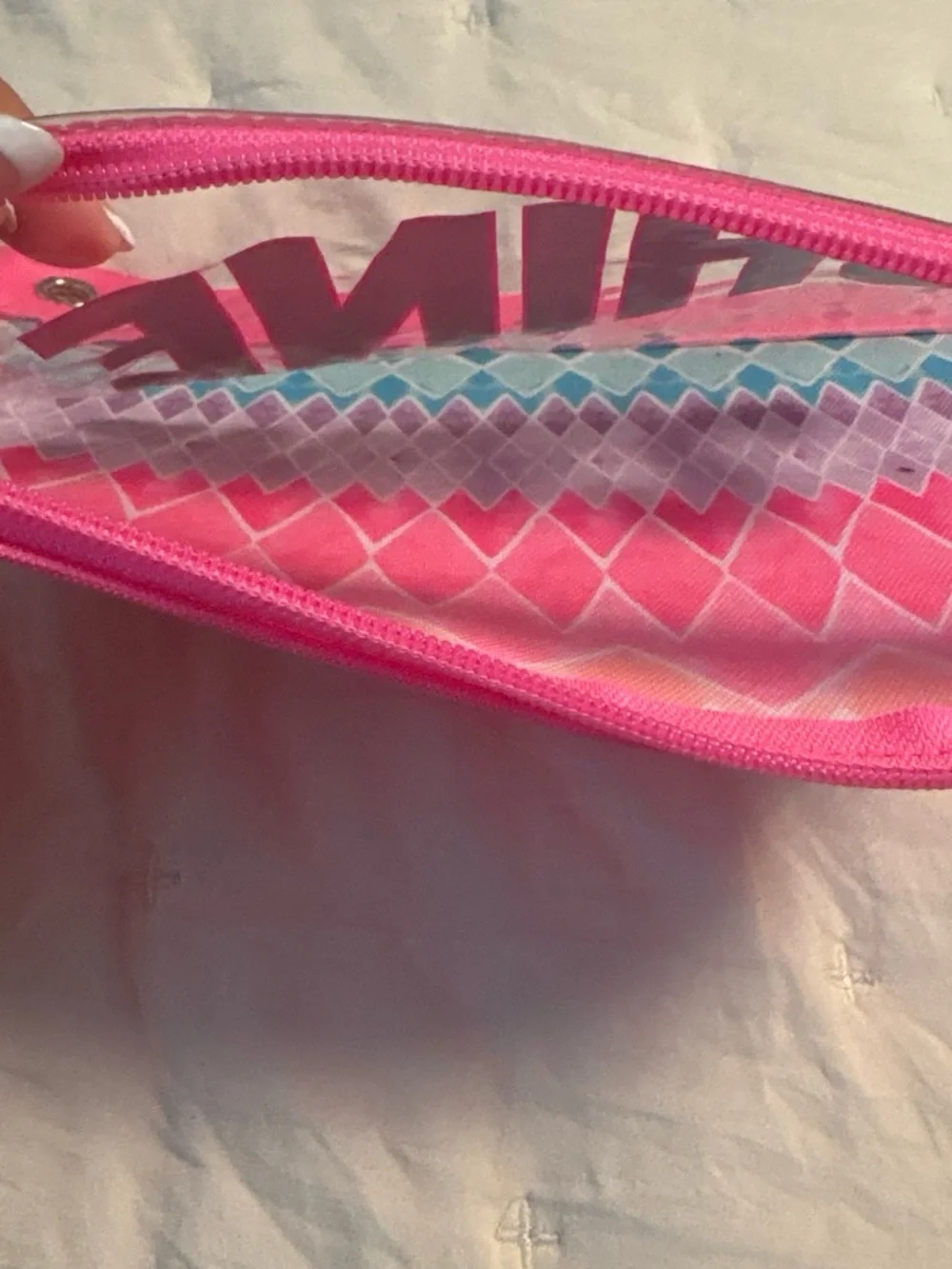 Pink Glitter 'SHINE' Clear Cosmetic Pouch